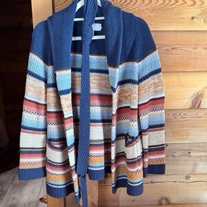 THE GREAT. Multicolor Striped Knit Jacket